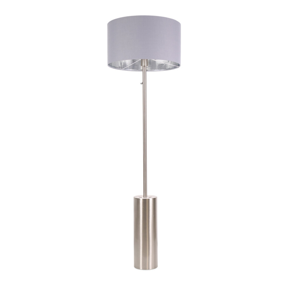 ValueLights Lexy Grey & Chrome Shade with Chrome Dimmable Floor Lamp