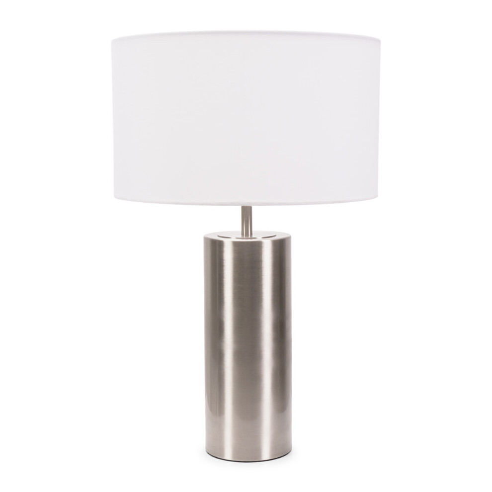 ValueLights Lexy White Shade with Chrome Dimmable Touch Table Lamp