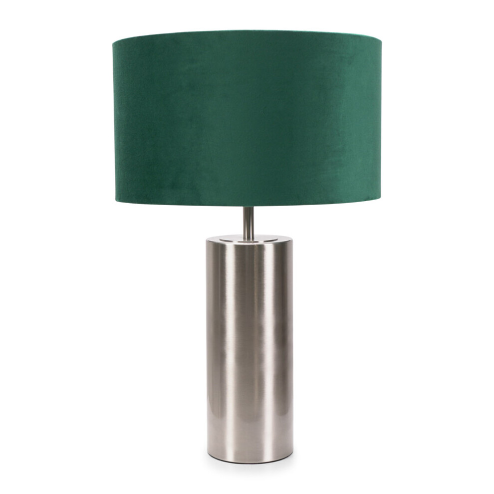 ValueLights Lexy Green Velvet Shade & Chrome Dimmer Touch Table Lamp