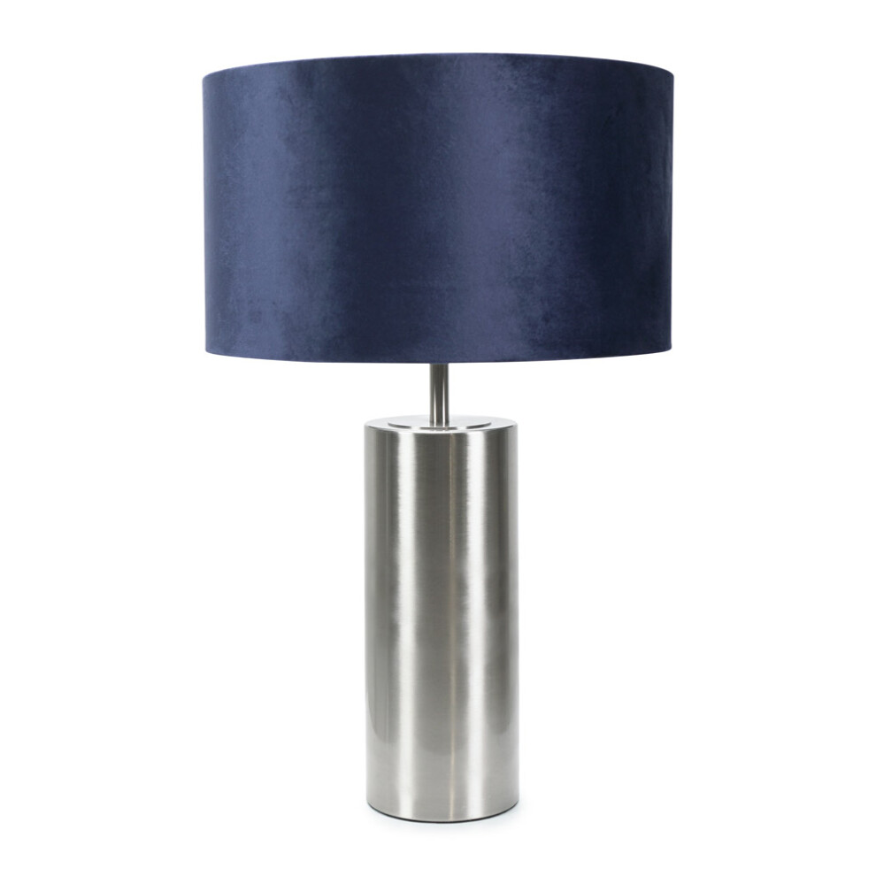 ValueLights Lexy Navy Velvet Shade with Chrome Dimmer Touch Table Lamp