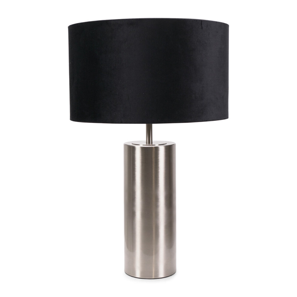 ValueLights Lexy Black Velvet Shade & Chrome Dimmer Touch Table Lamp