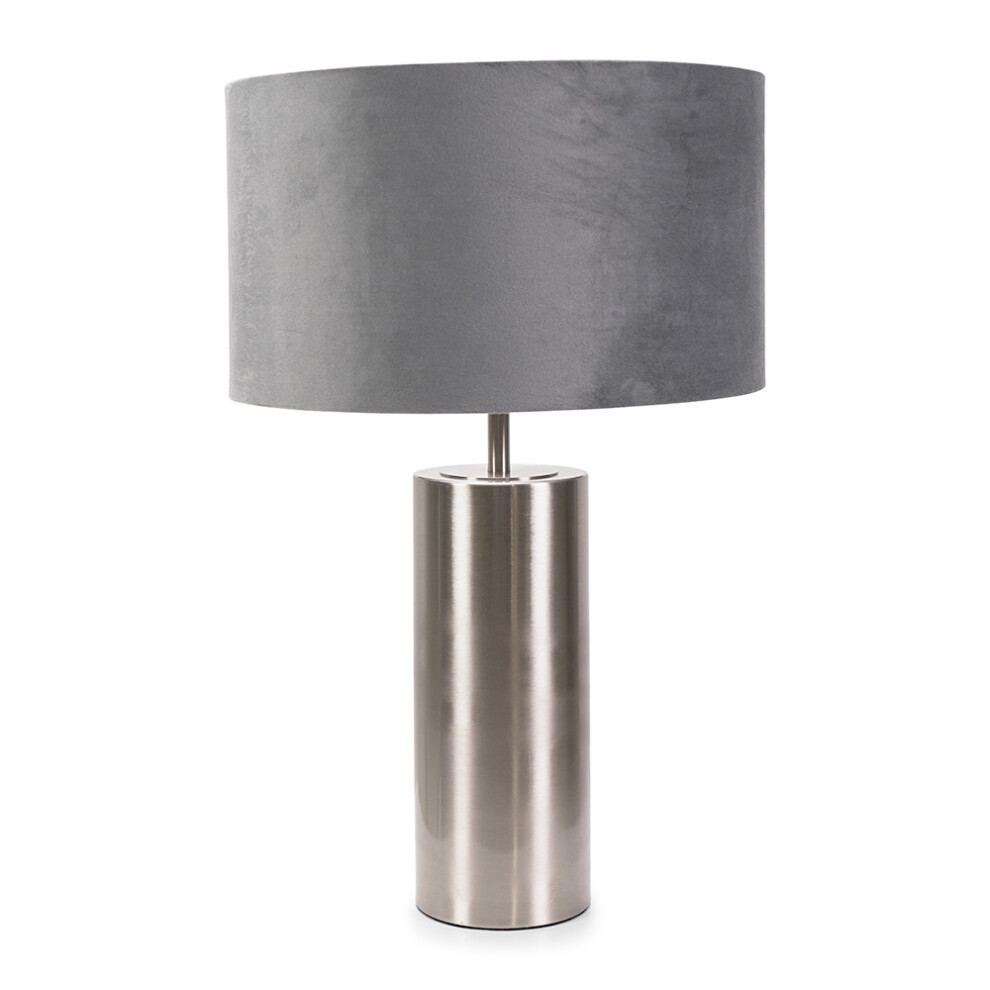 ValueLights Lexy Grey Velvet Shade with Chrome Dimmer Touch Table Lamp