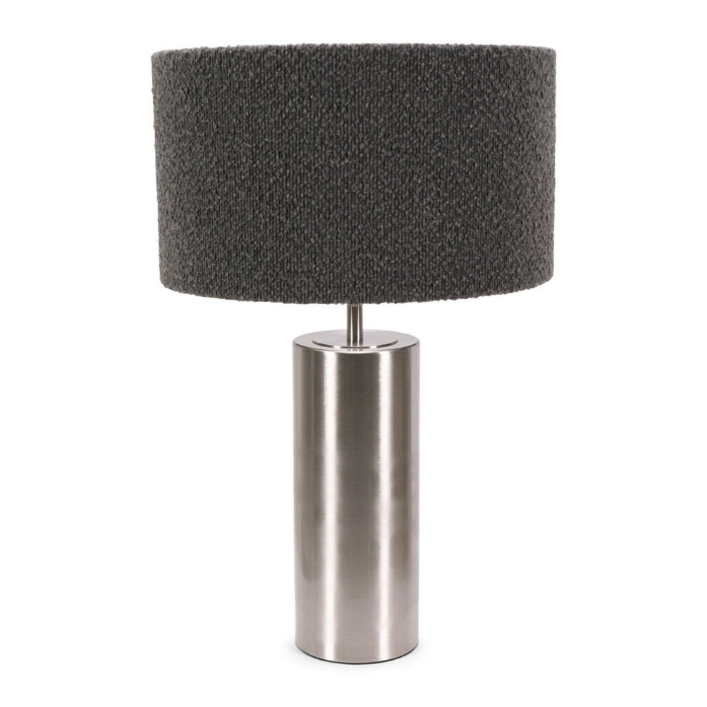 ValueLights Lexy Charcoal Boucle & Chrome Dimmable Touch Table Lamp