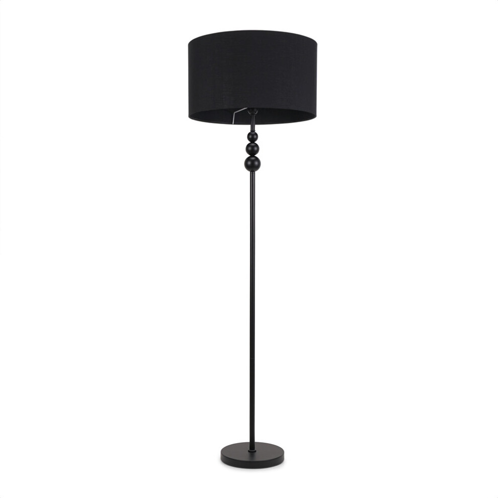 ValueLights Marissa Black Shade with Black Stacked Ball Floor Lamp