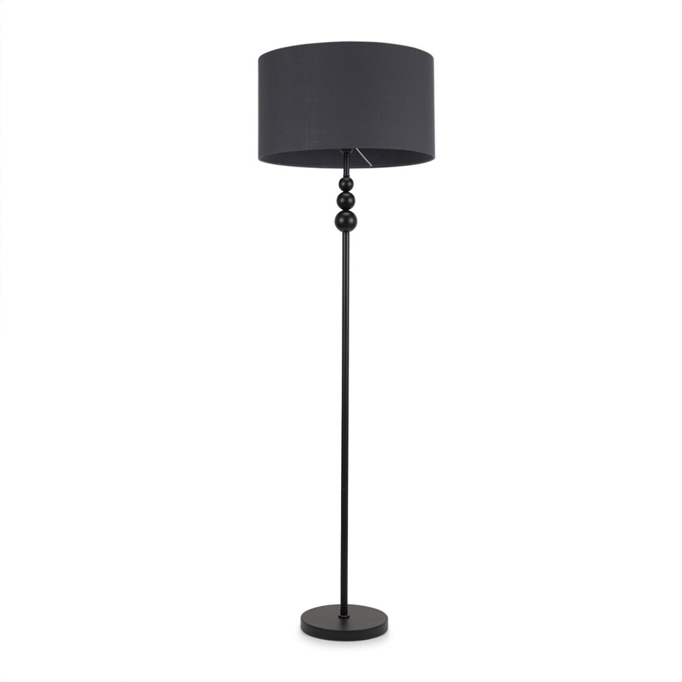 ValueLights Marissa Charcoal Shade With Black Stacked Ball Floor Lamp