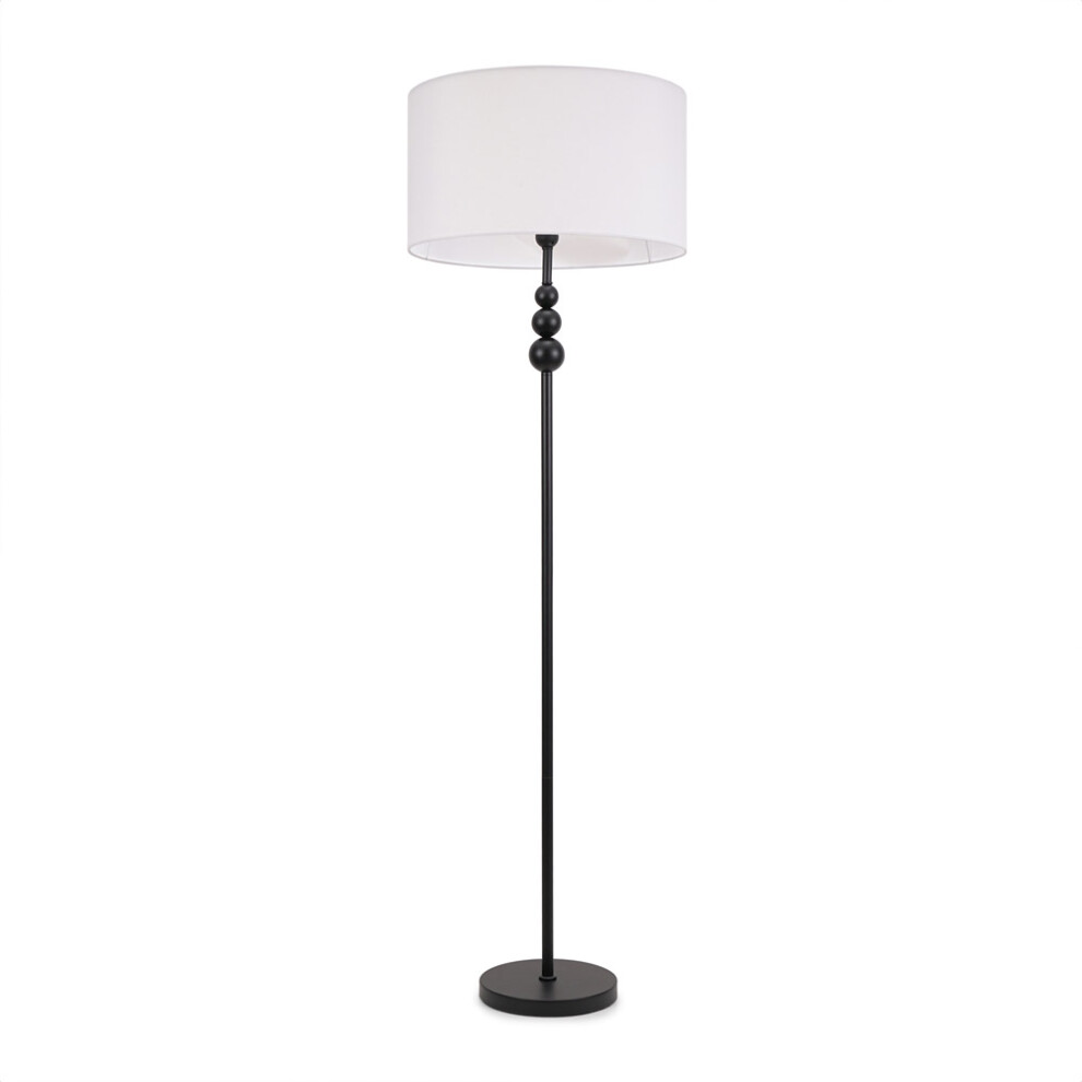 ValueLights Marissa White Shade with Black Stacked Ball Floor Lamp