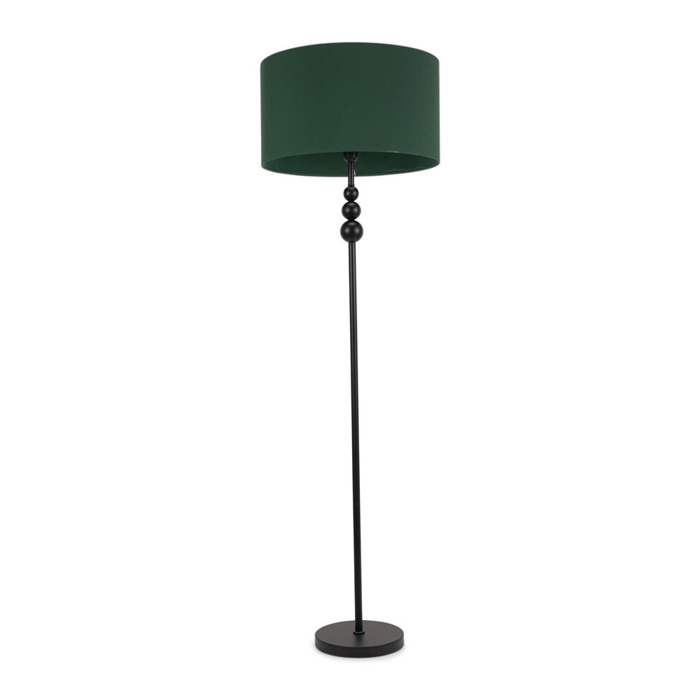 ValueLights Marissa Forest Green Shade & Black Stacked Ball Floor Lamp