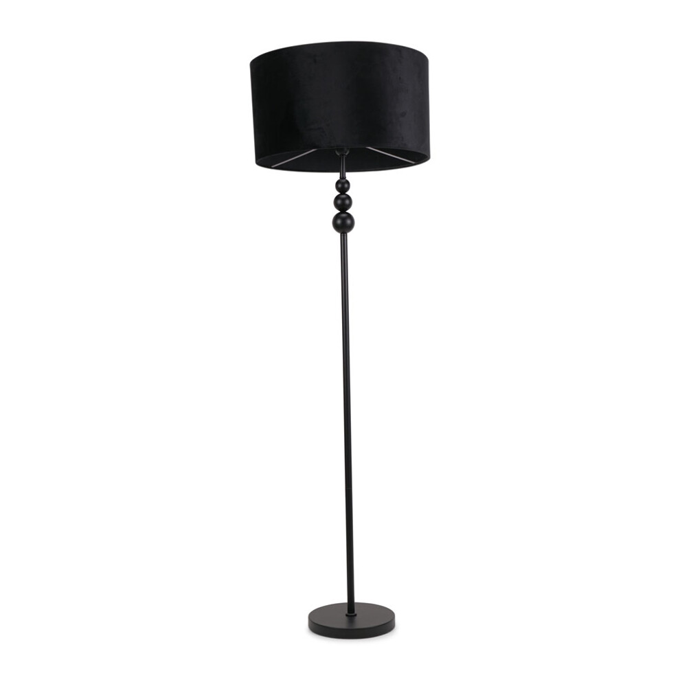 ValueLights Marissa Black Velvet Shade Black Stacked Ball Floor Lamp