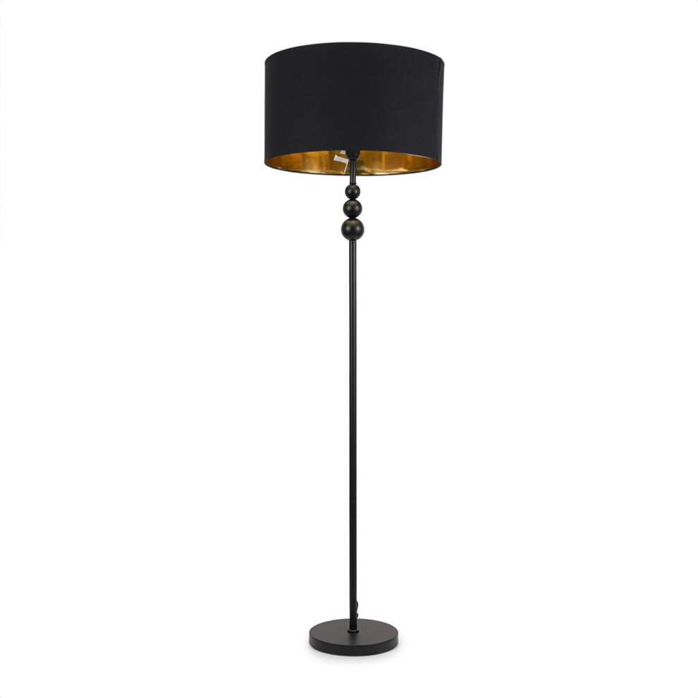 ValueLights Marissa Black & Gold Shade with Black Stacked Floor Lamp