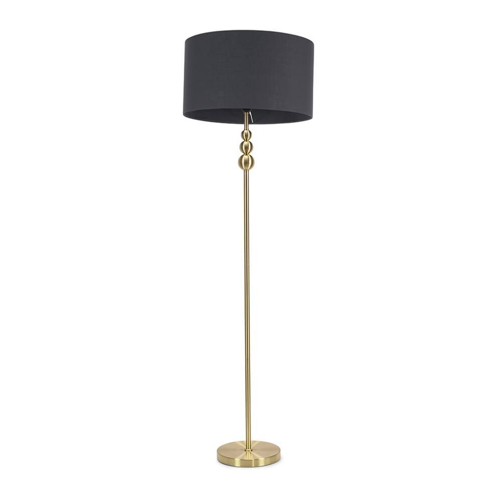 ValueLights Marissa Charcoal Shade & Brushed Gold Stacked Floor Lamp