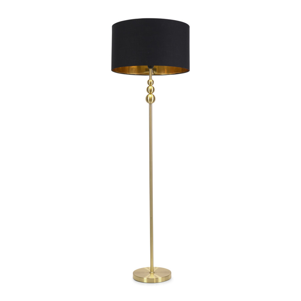 ValueLights Marissa Black & Gold Shade Brushed Gold Stacked Floor Lamp