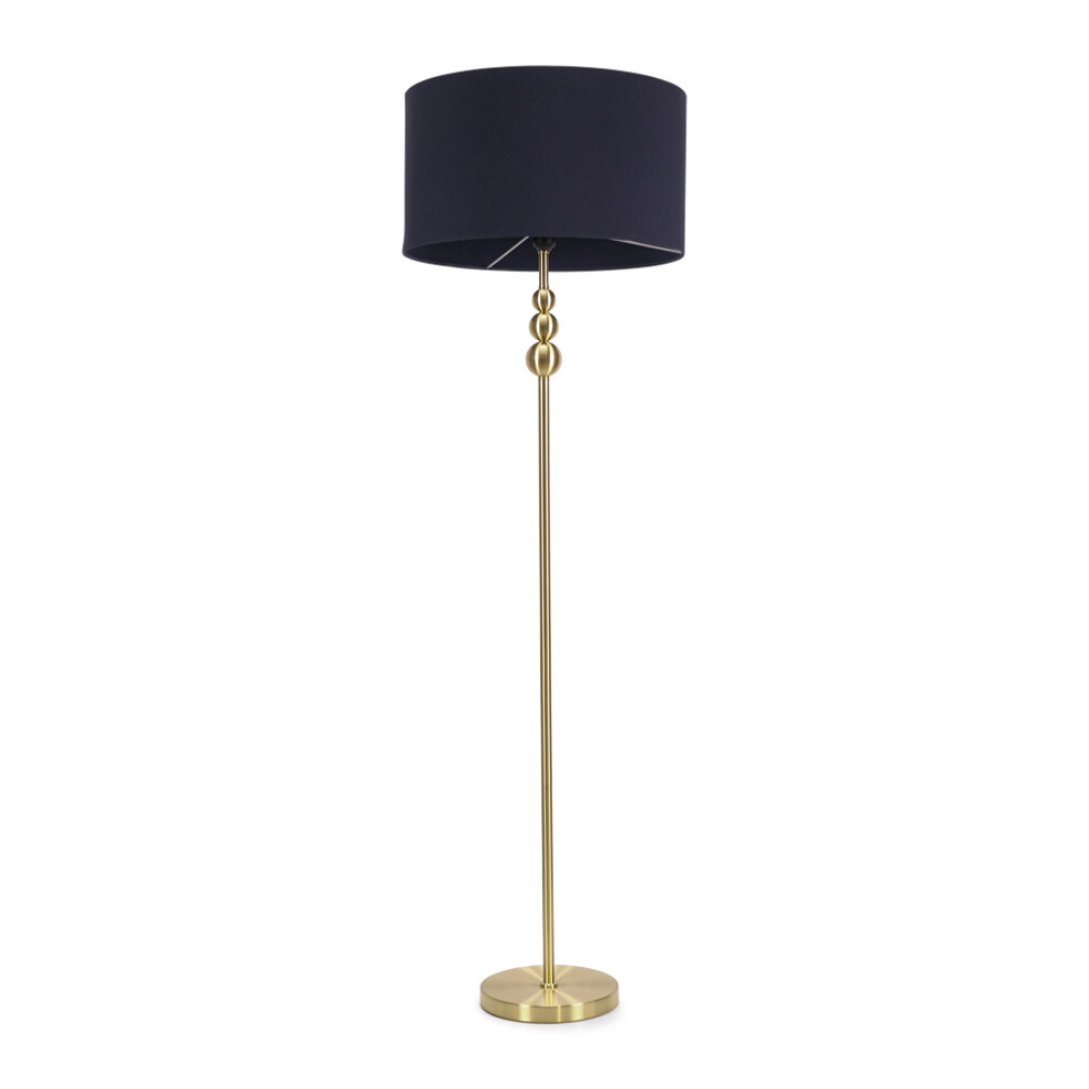 ValueLights Marissa Navy Blue Shade & Brushed Gold Stacked Floor Lamp