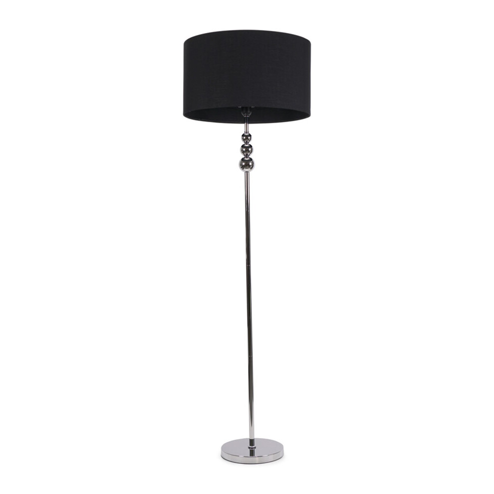 ValueLights Marissa Black Shade with Chrome Stacked Ball Floor Lamp