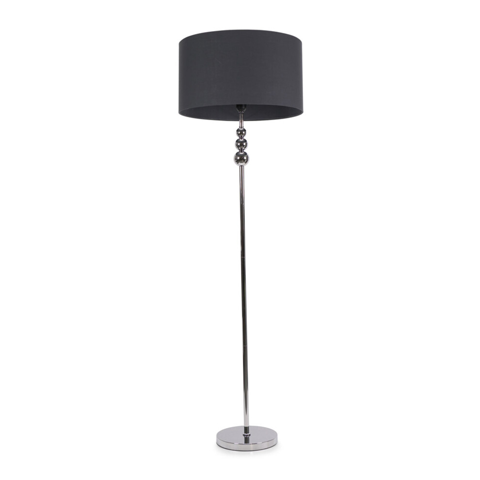 ValueLights Marissa Charcoal Shade with Chrome Stacked Ball Floor Lamp