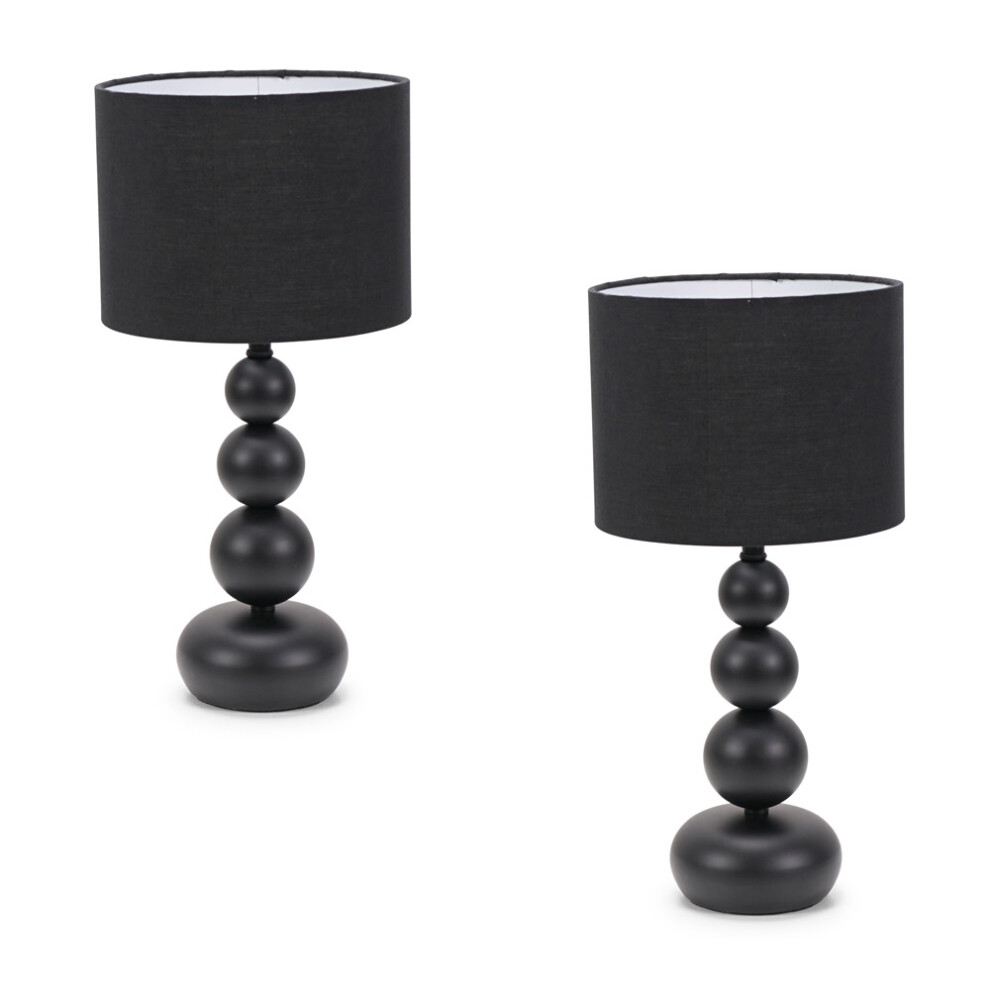 ValueLights Marissa Pair of Black Stacked Ball Table Lamp Light