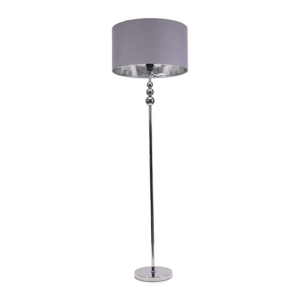 ValueLights Marissa Grey Chrome Shade Brushed Gold Stacked Floor Lamp