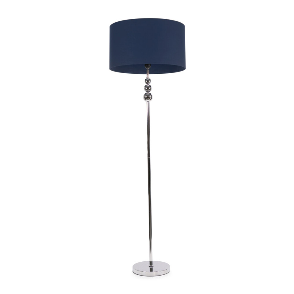 ValueLights Marissa Navy Blue Shade with Chrome Stacked Floor Lamp