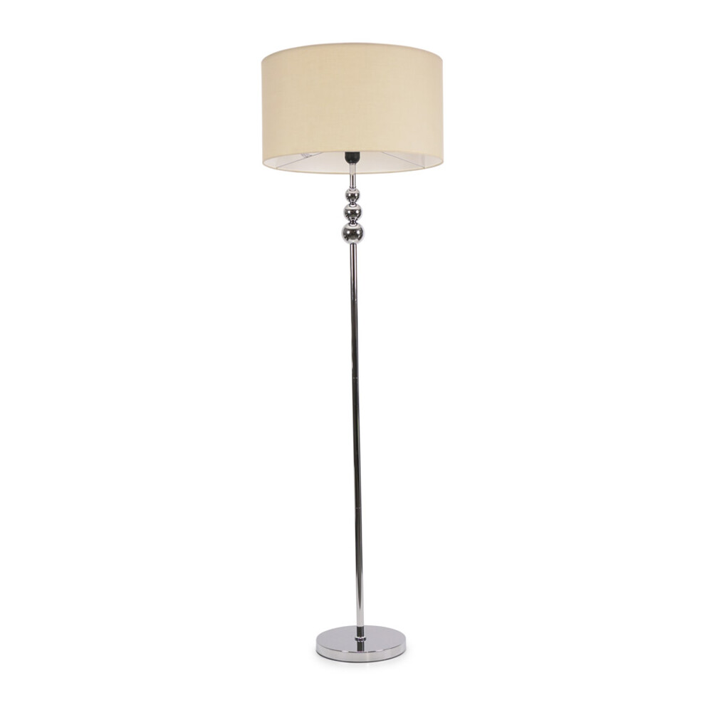 ValueLights Marissa Natural Shade with Chrome Stacked Ball Floor Lamp