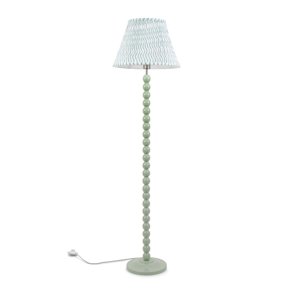 ValueLights Bobbins Sage Green Green Pleated Shade Floor Lamp & Bulb