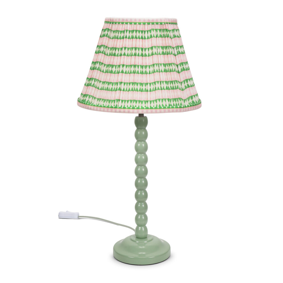 ValueLights Bobbins Pink Aztec Shade Sage Green Table Lamp And Bulb