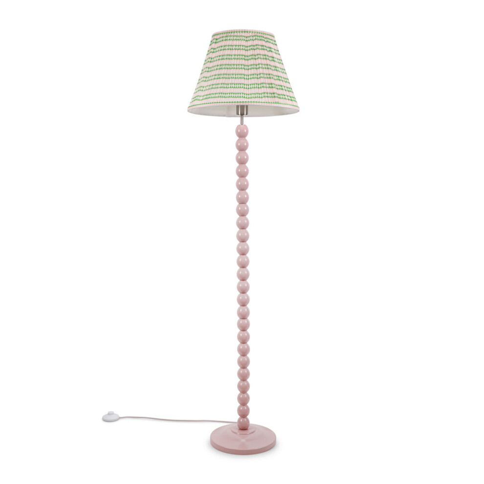 ValueLights Bobbins Rose Pink Pink Pleated Shade Floor Lamp & Bulb