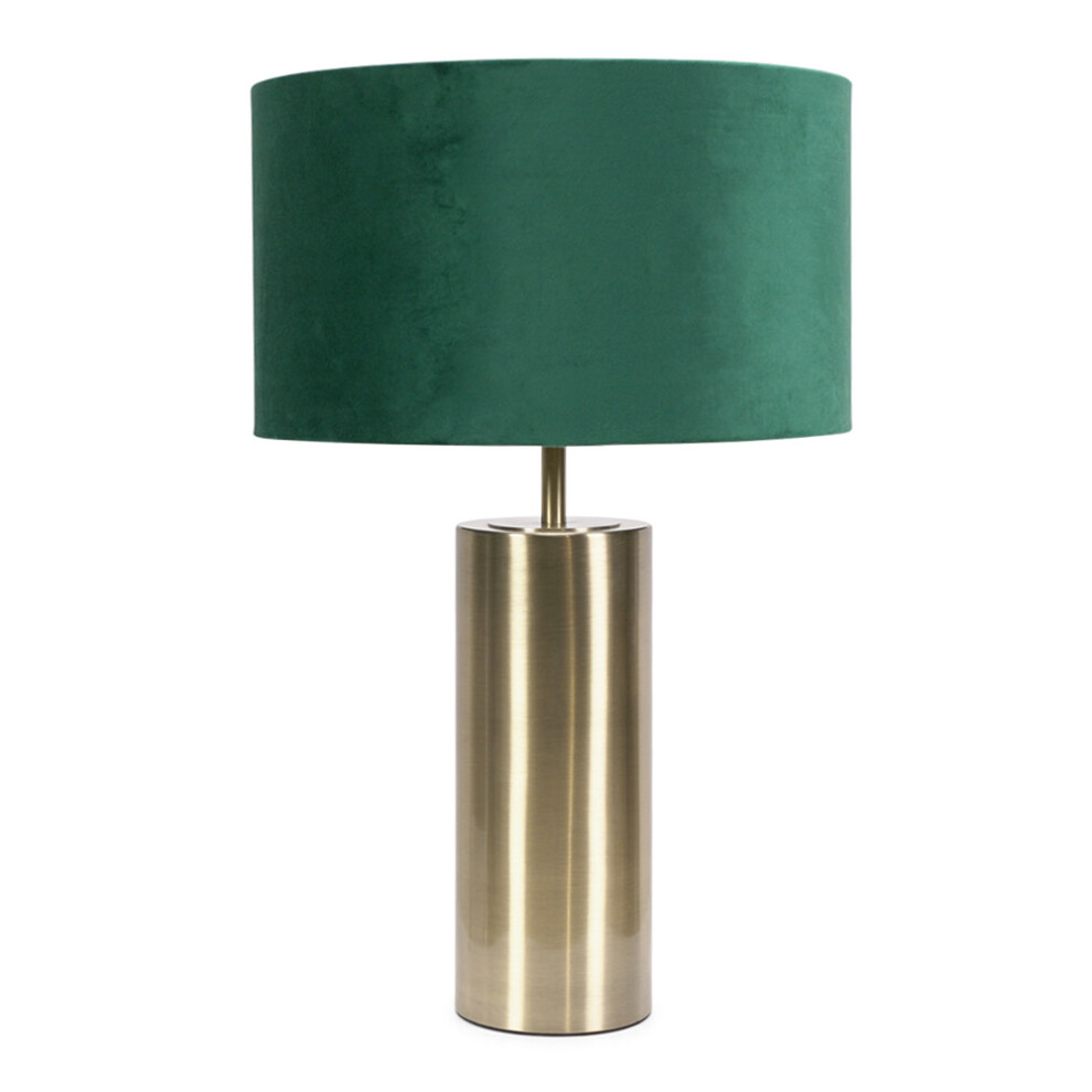 ValueLights Lexy Green Velvet and Gold Dimmer Touch Table Lamp & Bulb