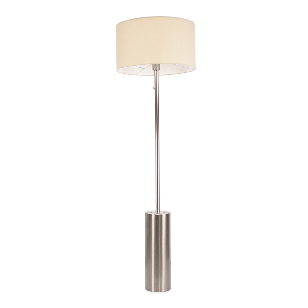 ValueLights Lexy Natural Shade with Chrome Dimmable Floor Lamp & Bulb