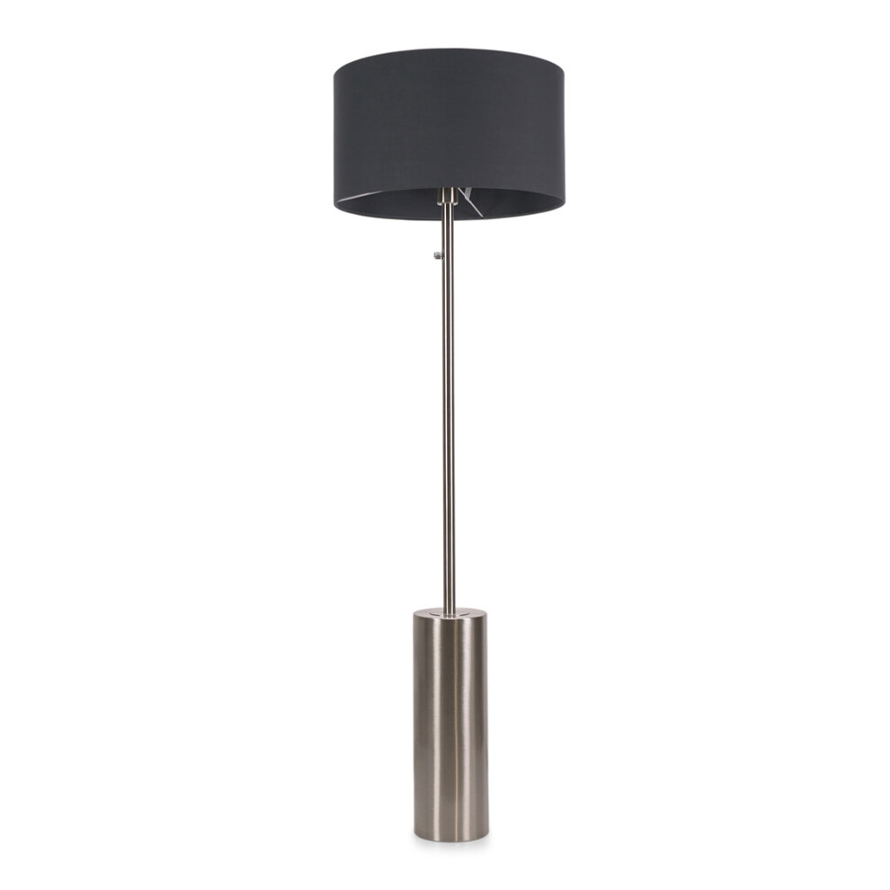 ValueLights Lexy Charcoal Shade with Chrome Dimmer Floor Lamp & Bulb