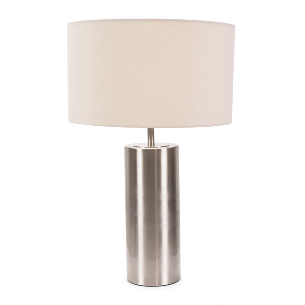 ValueLights Lexy Natural Shade & Chrome Dimmer Touch Table Lamp & Bulb