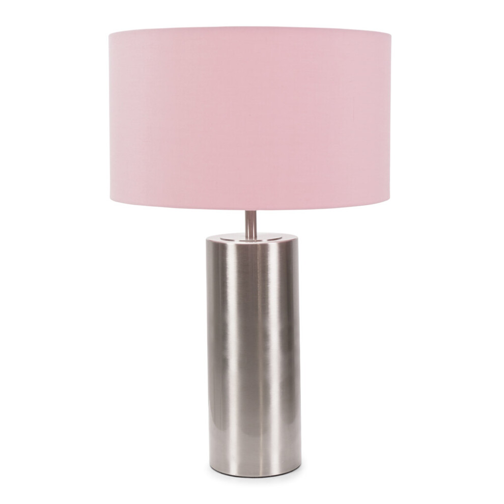 ValueLights Lexy Blush Pink and Chrome Dimmer Touch Table Lamp & Bulb