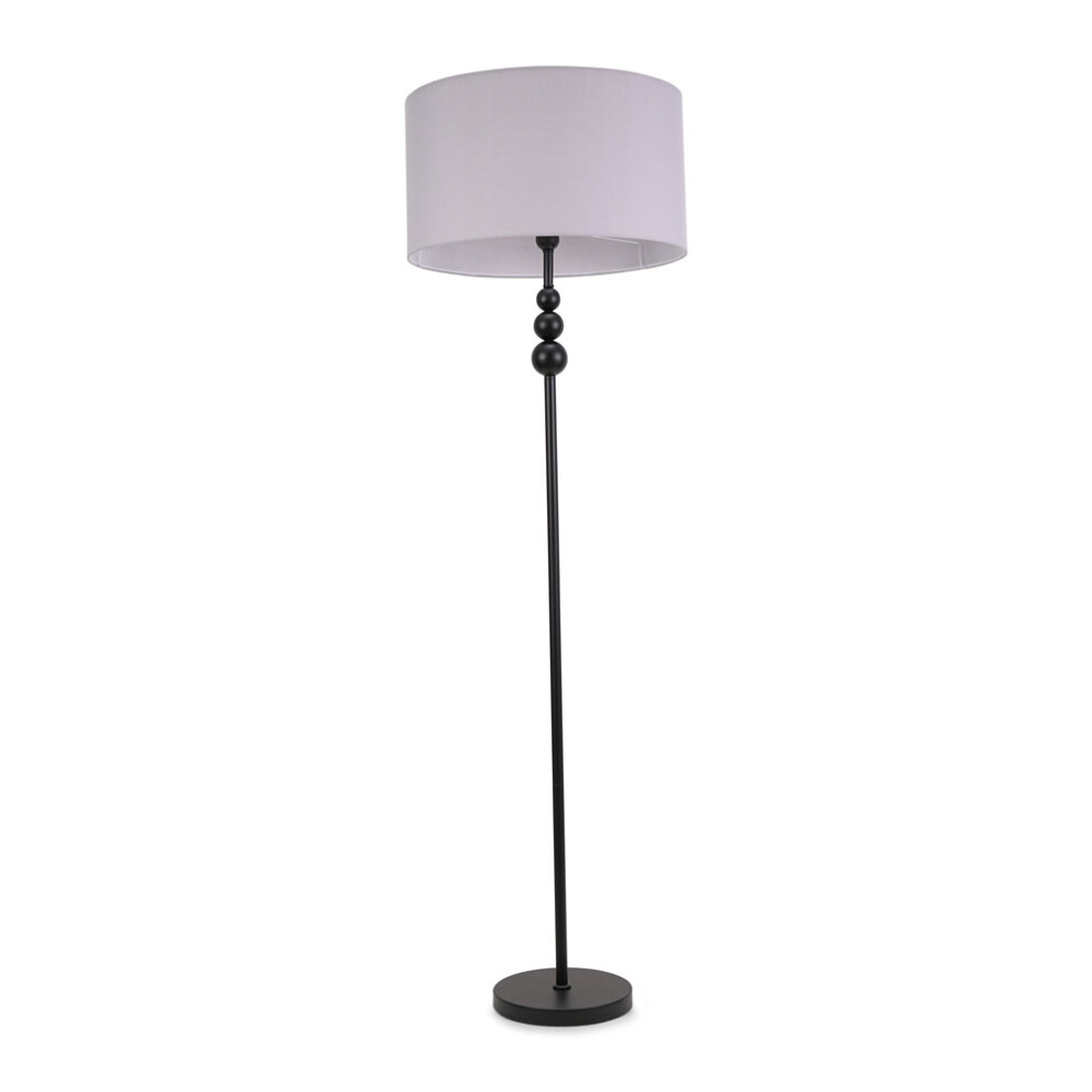 ValueLights Marissa Grey Shade Black Stacked Ball Floor Lamp & Bulb