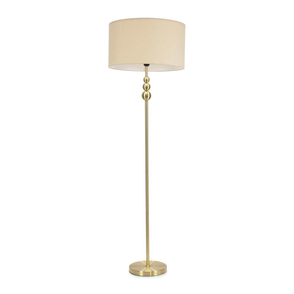 ValueLights Marissa Natural Shade Gold Stacked Floor Lamp & Bulb