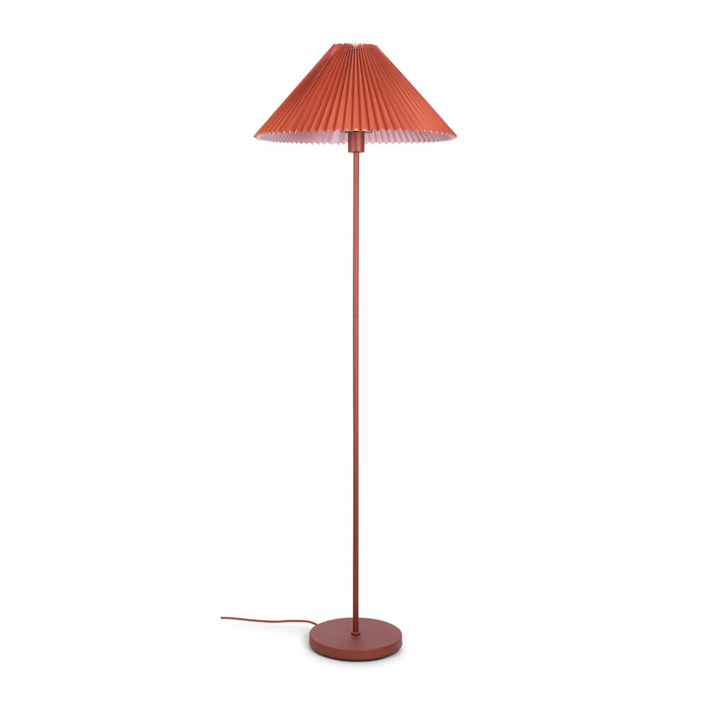 ValueLights Akira Burnt Orange Pleated Shade Floor Lamp Light with LED