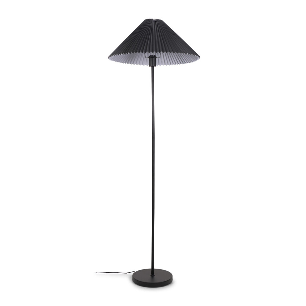 ValueLights Akira Black Pleated Lamp Shade Floor Lamp Light with Bulb