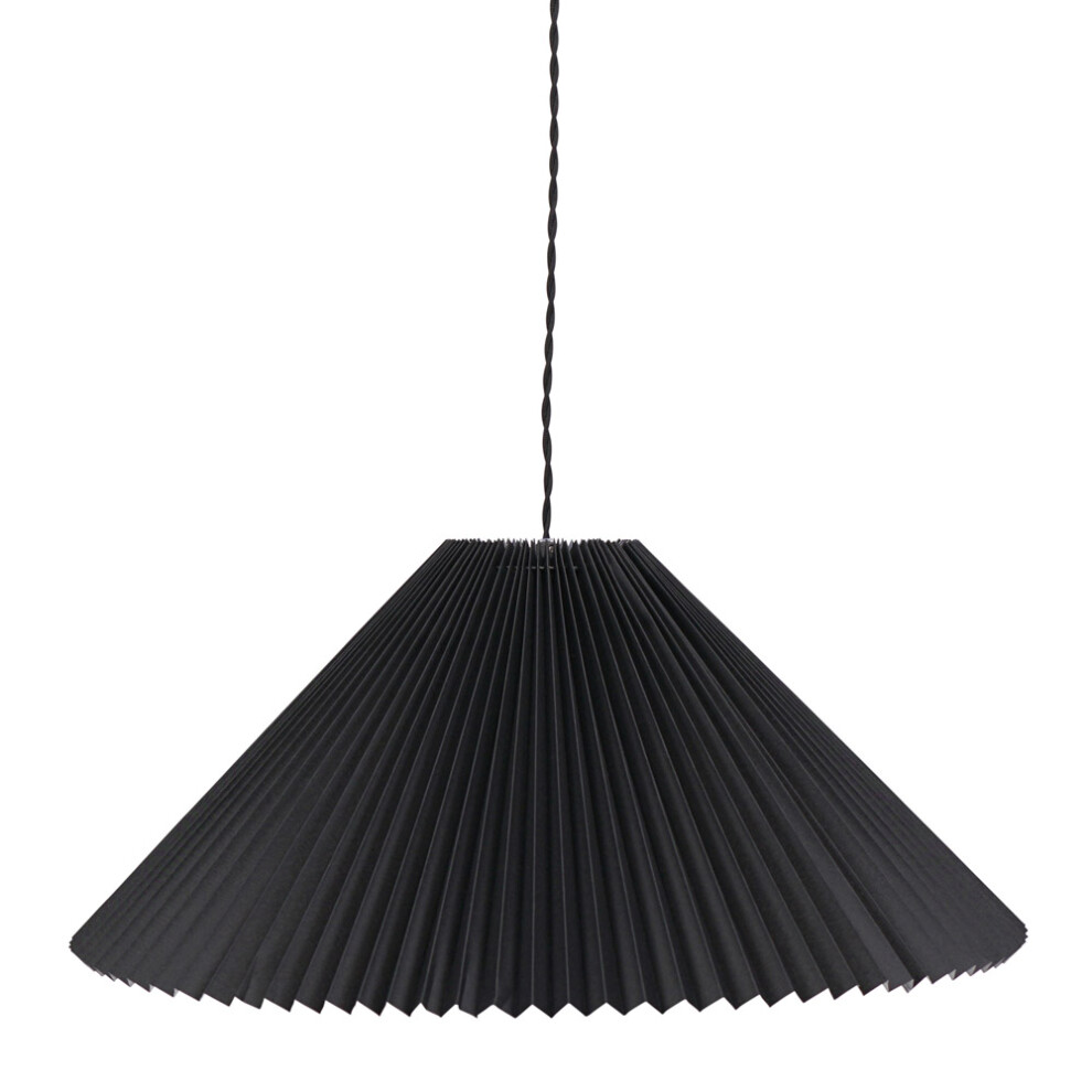 ValueLights Akira Black Pleated Single Drop Ceiling Light & LED Bulb