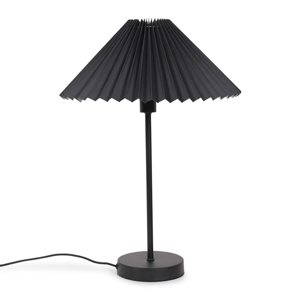 ValueLights Akira Black Pleated Shade Side Table Lamp and LED Bulb