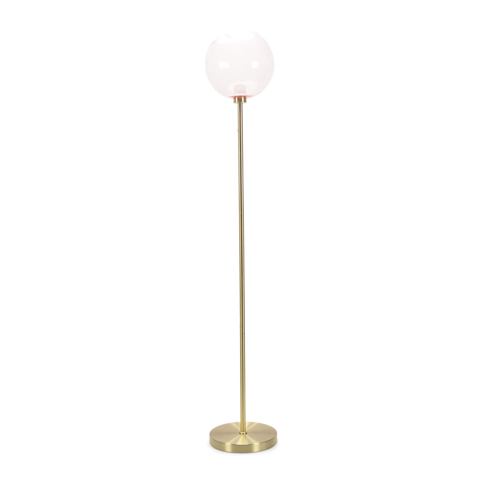 ValueLights Frenchie Pink Glass Globe Gold Stem Floor Lamp with Bulb