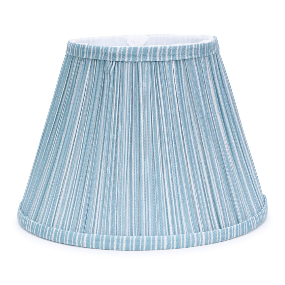 ValueLights Laurenne Blue Pinstripe Easy Fit Large Lamp Shade & Bulb