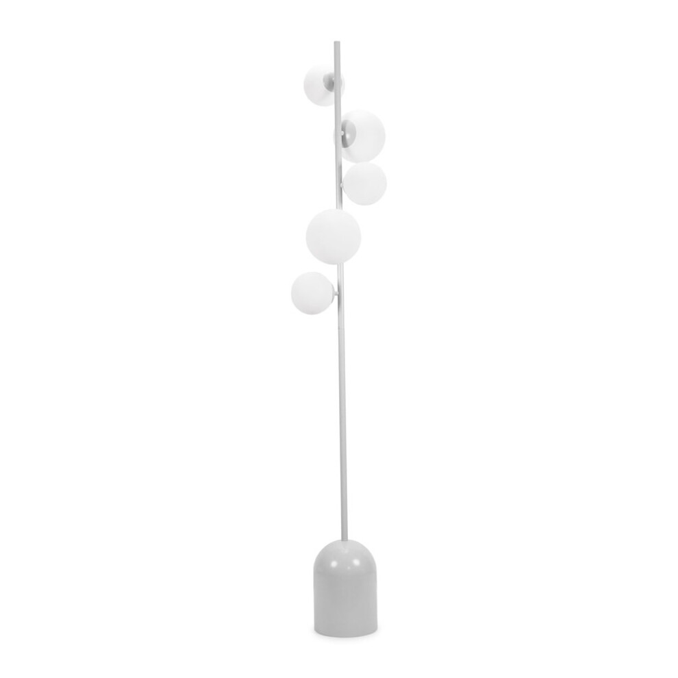 ValueLights Marlow Oyster Grey Opaque Globe 5 Way Floor Lamp & Bulbs