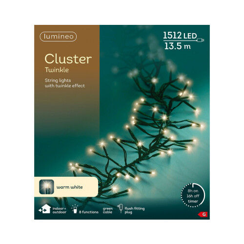 Christmas Cluster Lights Warm White 1512 LED Twinkle Multi Function 1