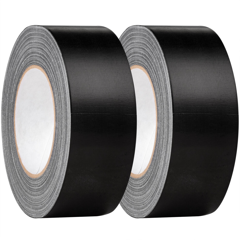 (2x Rolls) 50m Black Duct Tape, Premium Waterproof Backing