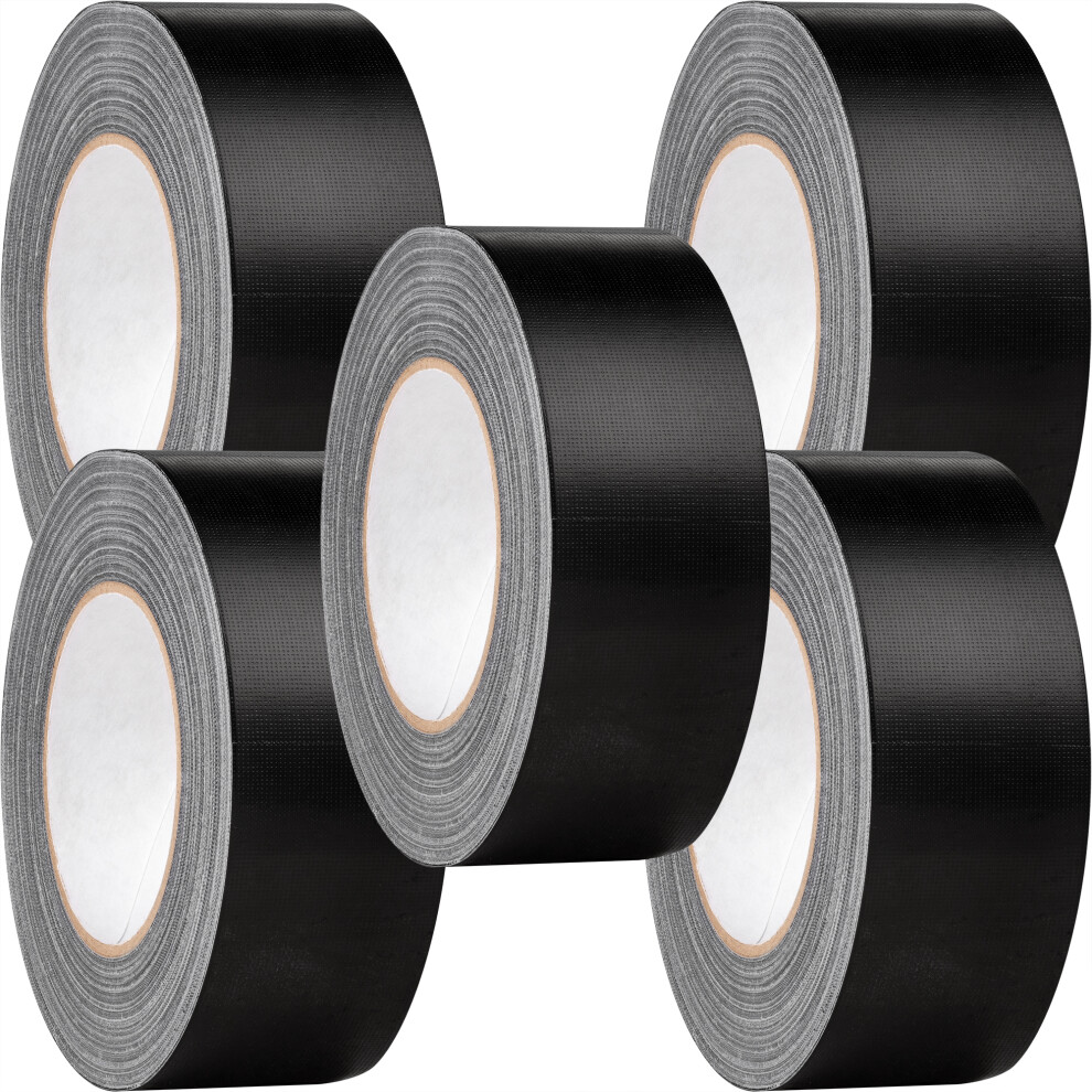 (5X Rolls) 50M Black Duct Tape, Premium Waterproof Backing 5055521183140