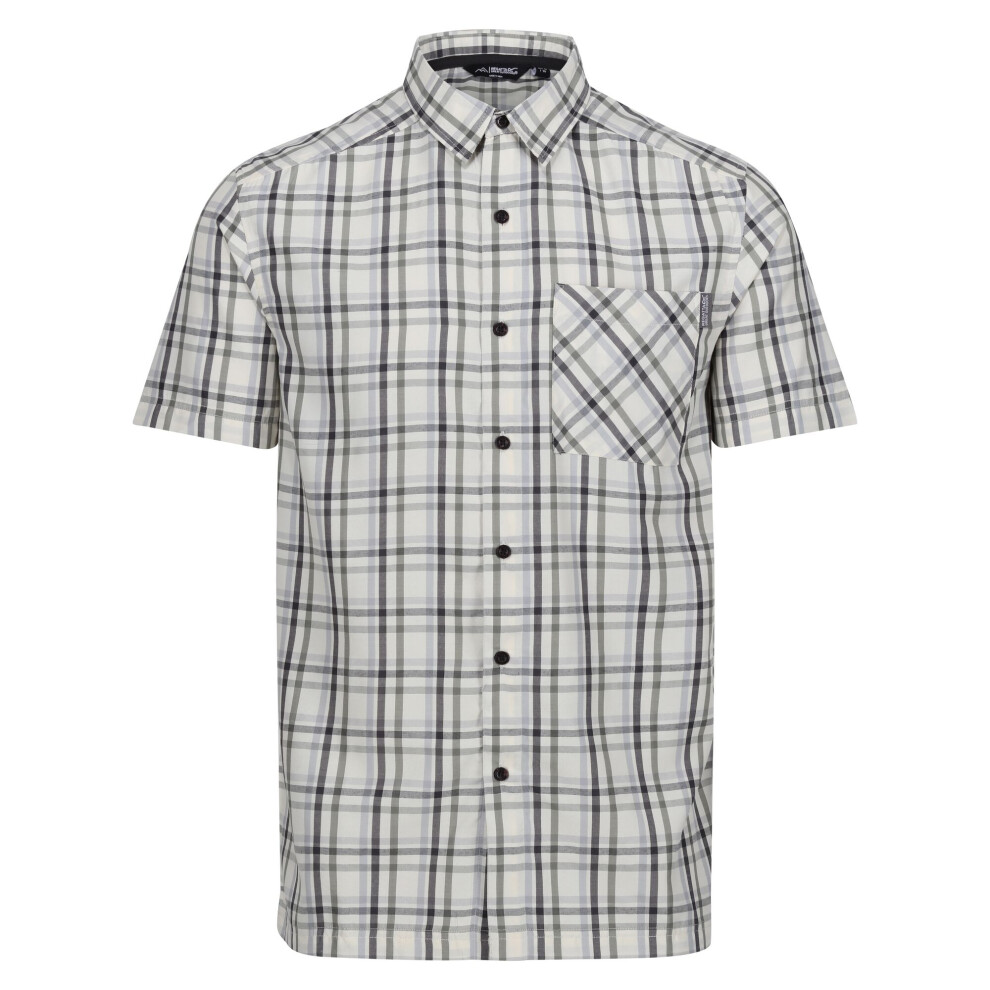 (M, New Royal/Persimmon) Regatta Mens Mindano VIII Checked Short-Sleeved Shirt