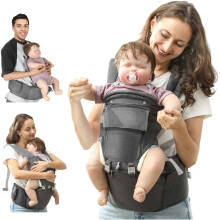 AIYAPLAY 6-in-1 Baby Carrier for Newborn, Toddler with Removable Seat, Grey