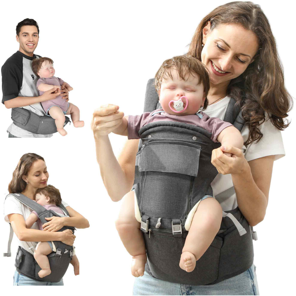 AIYAPLAY 6 In 1 Baby Carrier Newborn To Toddler With Removable Seat, Grey