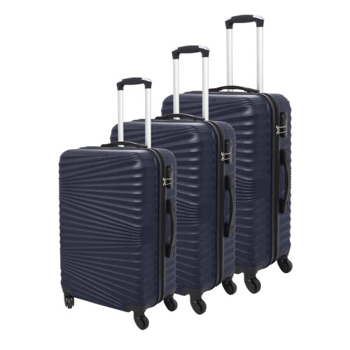 (Dark Blue) 3-Piece Lightweight Hard Shell ABS Trolley Luggage Set