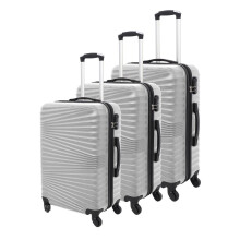( Silver White) 3-Piece Lightweight Hard Shell ABS Trolley Luggage Set
