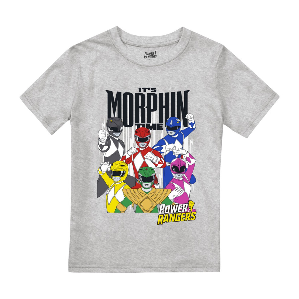 (7-8 Years, Grey Heather) Power Rangers Boys Its Morphin Time T-Shirt