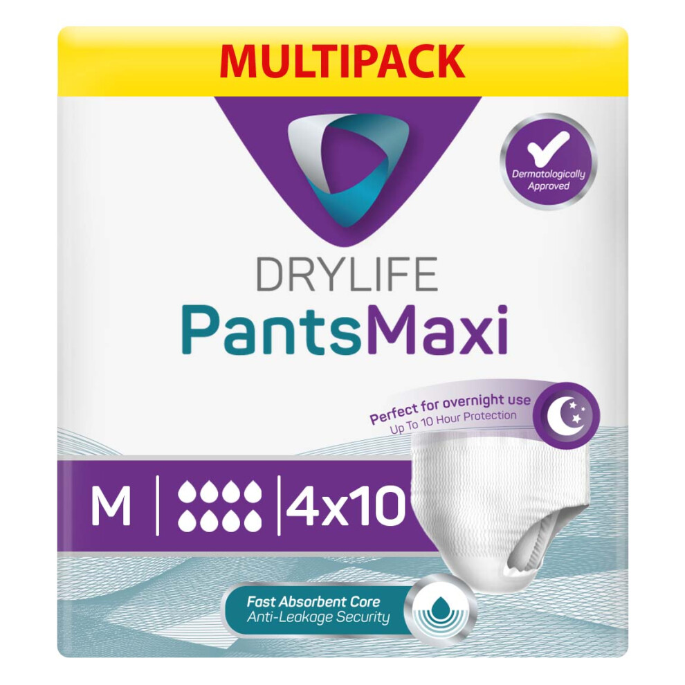 (4 Packs of 10) Drylife Pants Maxi Incontinence Pull-Ups - Medium