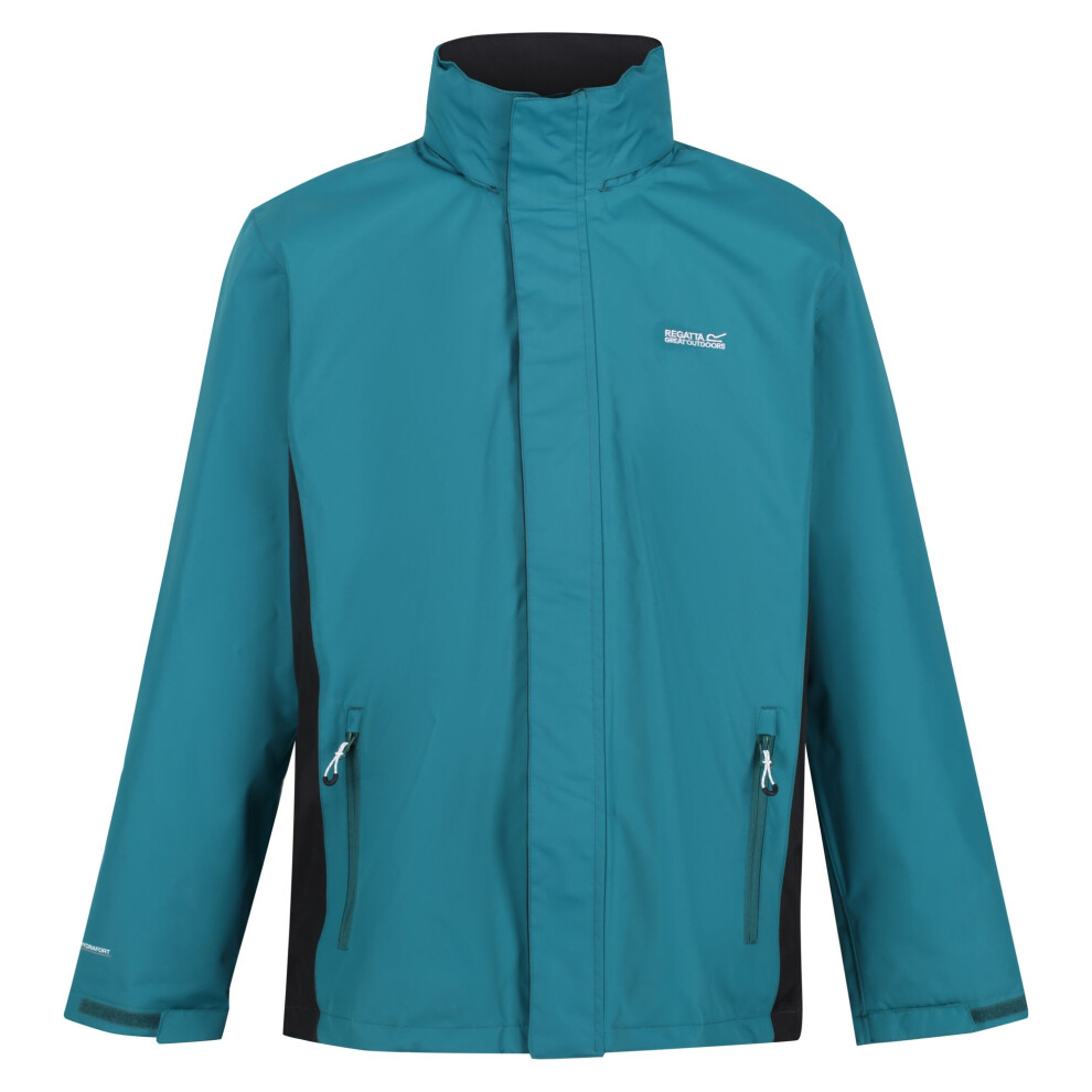 (S, Pacific Green/Black) Regatta Great Outdoors Mens Outdoor Classic Matt Hooded Waterproof Jacket